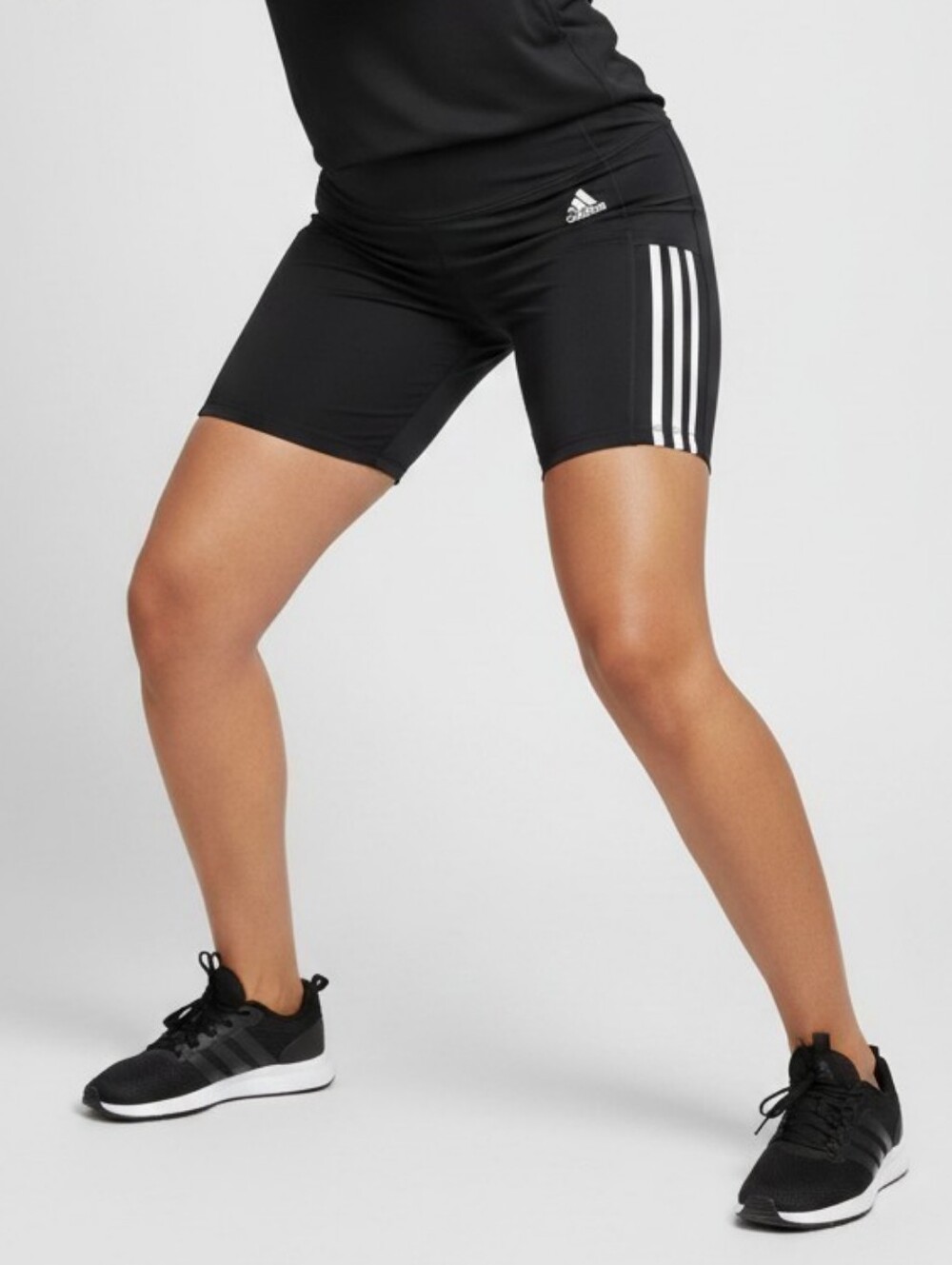 adidas Navy Bike Shorts with White Side Stripes